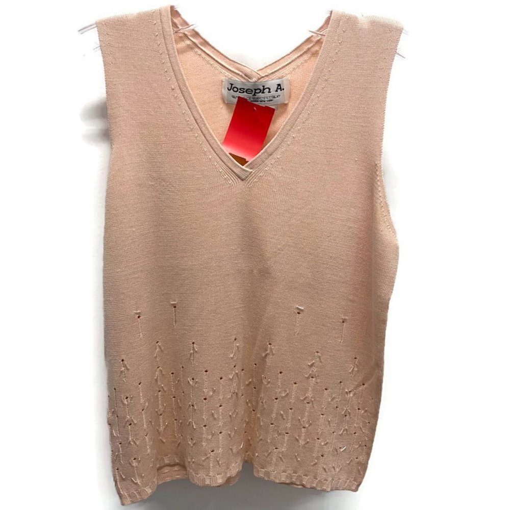 Joseph A Pale Pink Silk Beaded Tank Top
